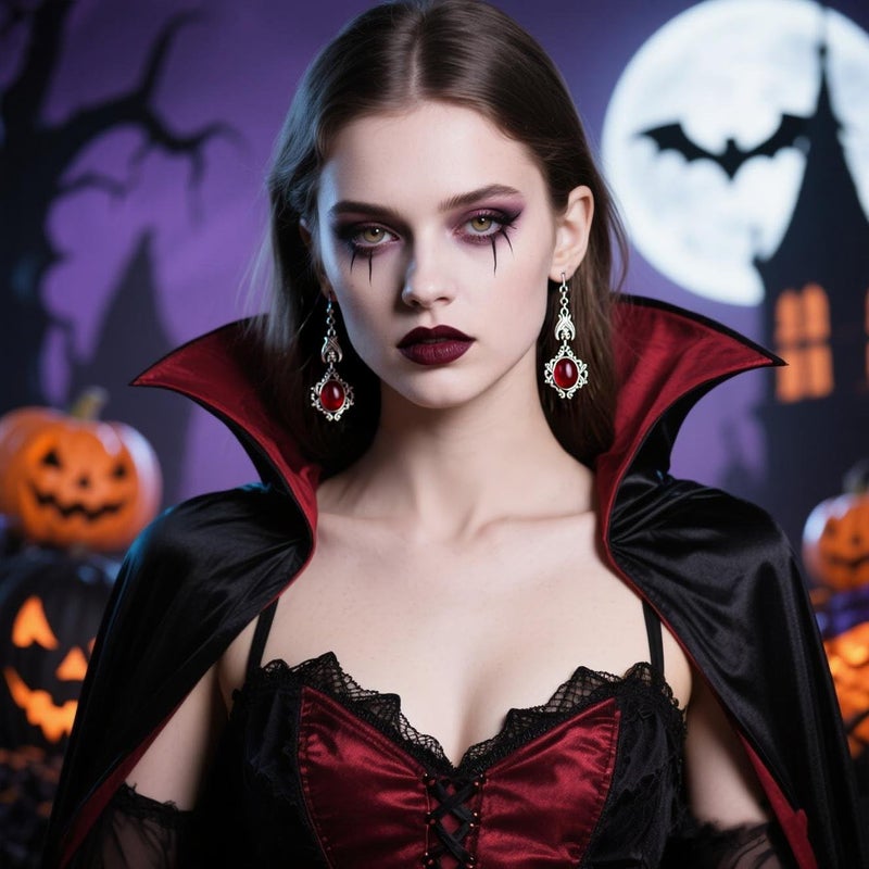CSIYANJRY99 Goth Bat Crystal Earrings Vampire Accessories for Women Halloween Earring Gothic Jewelry Dangle Earrings Witch Victorian Vintage Dress Costume - Image 2